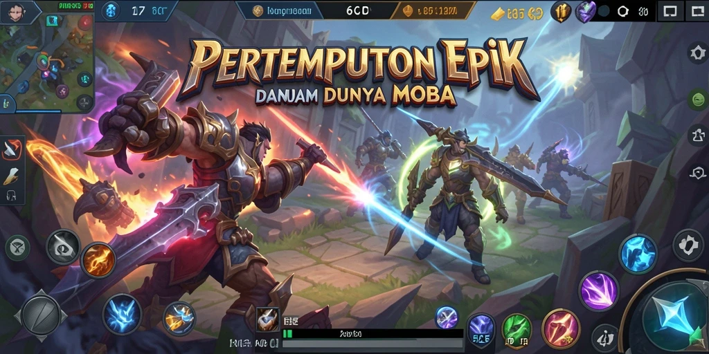 Screenshot 6CF menampilkan gameplay MOBA yang menegangkan dan penuh strategi.