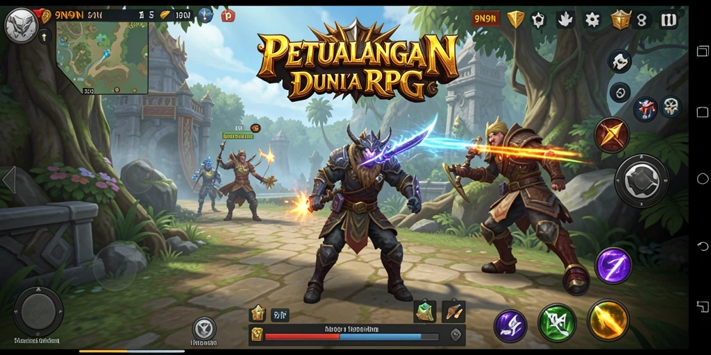 Screenshot gameplay dari 9N9N menampilkan aksi pertempuran RPG yang mendebarkan.
