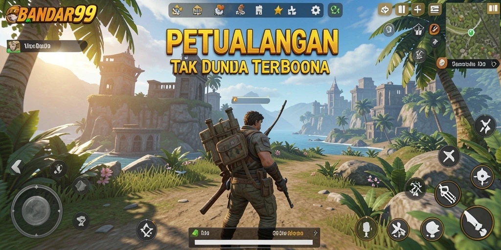 Screenshot gameplay BANDAR99 menampilkan petualangan seru di dunia terbuka.