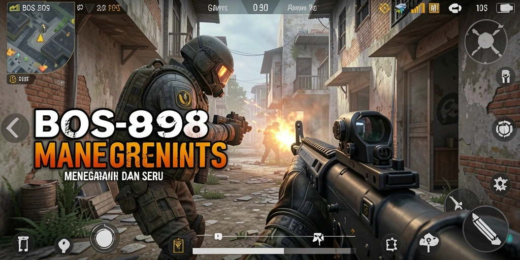 Screenshot gameplay BOS898 menampilkan aksi FPS yang mendebarkan.