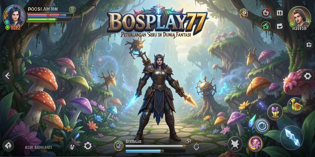 Screenshot utama BOSPLAY77 menampilkan aksi petualangan seru.