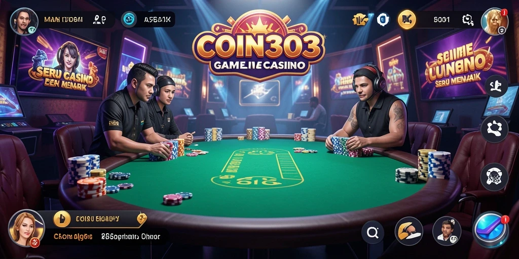 Screenshot utama COIN303 menampilkan dealer langsung yang siap melayani pemain.