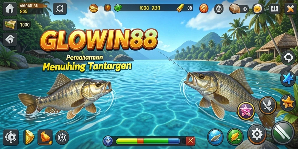 Tangkapan layar menampilkan gameplay menarik dari GLOWIN88 dengan fitur memancing yang seru.