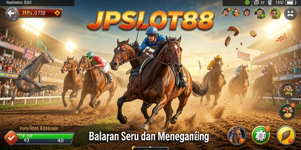 Screenshot utama JPSLOT88 menampilkan aksi balapan yang seru.