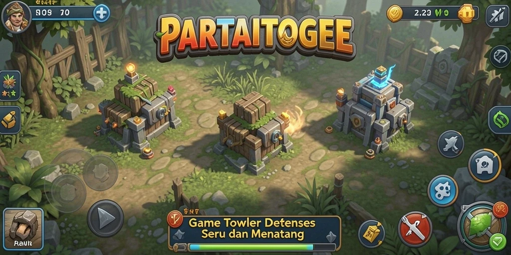 Tampilan gameplay menantang dari PARTAITOGEL dalam pertempuran Tower Defense.