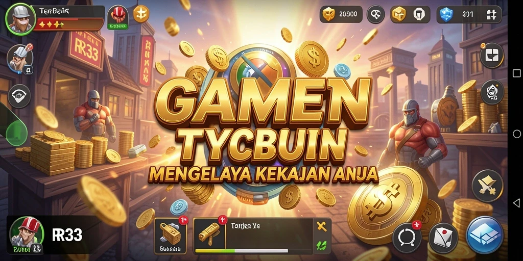 Tampilan gameplay menarik RR33 dengan aspek manajemen Tycoon.
