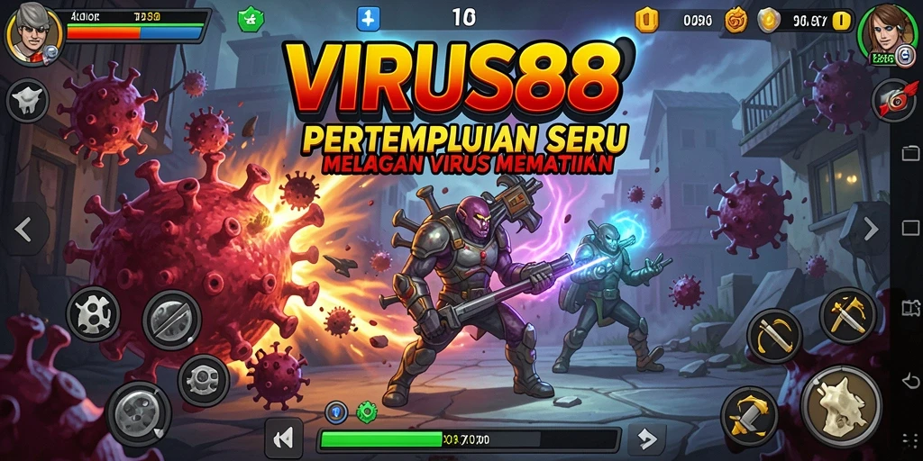Gameplay menegangkan dalam VIRUS88 melawan virus jahat.